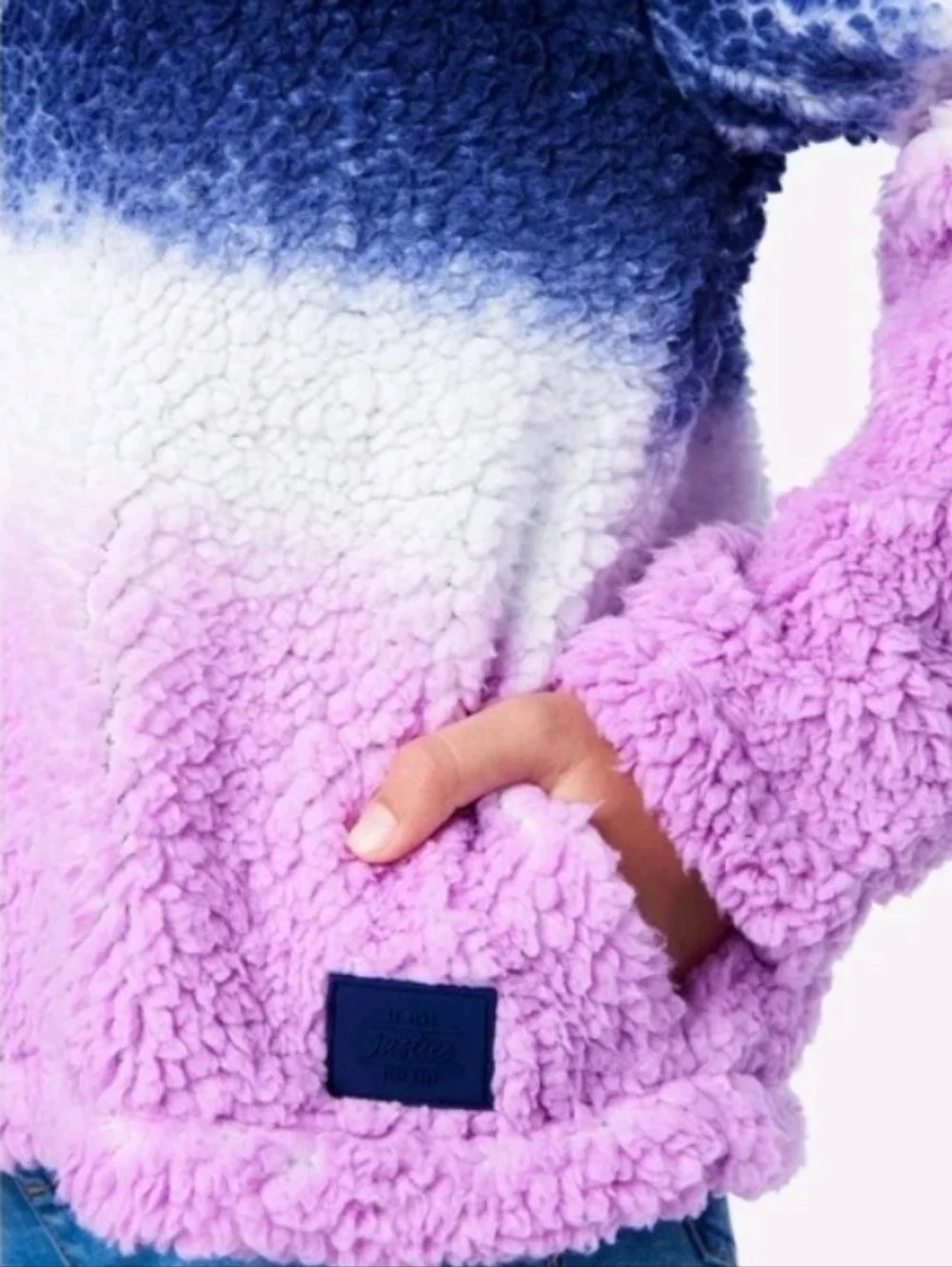 Justice Navy & Purple Ombre Half Zip Sherpa Hoodie Girls Size 12/14